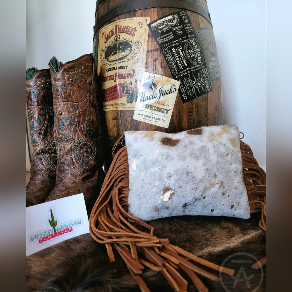 New Cowhide fringe purse